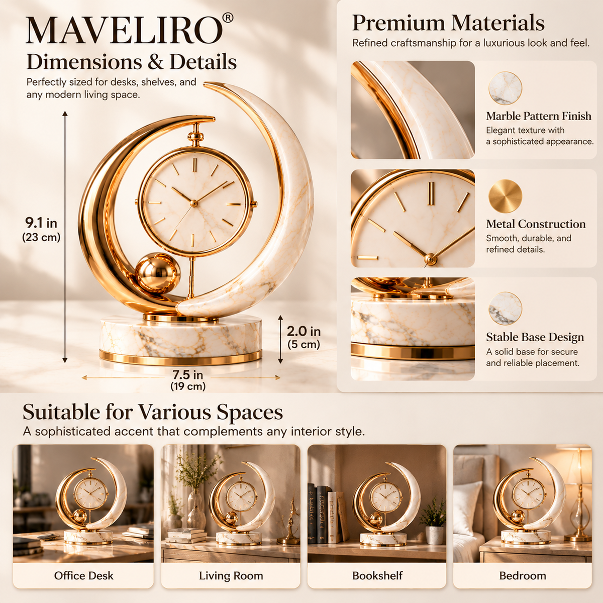 MAVELIRO® Nuvora Timepiece Accent Sculpture