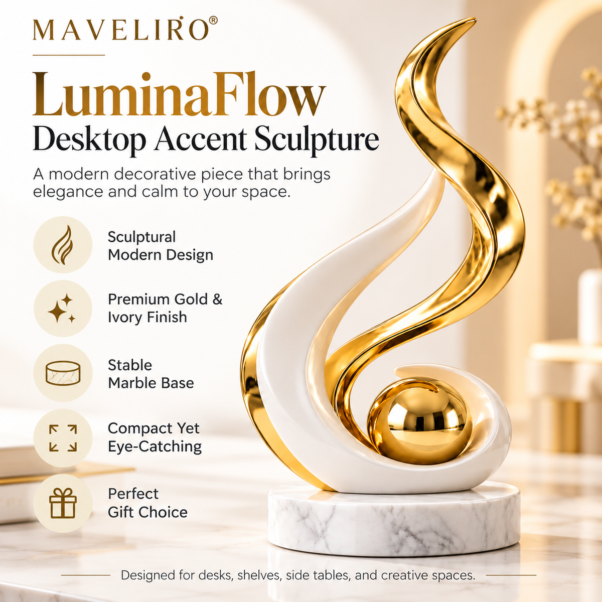 MAVELIRO® LuminaFlow™ Desktop Accent Sculpture