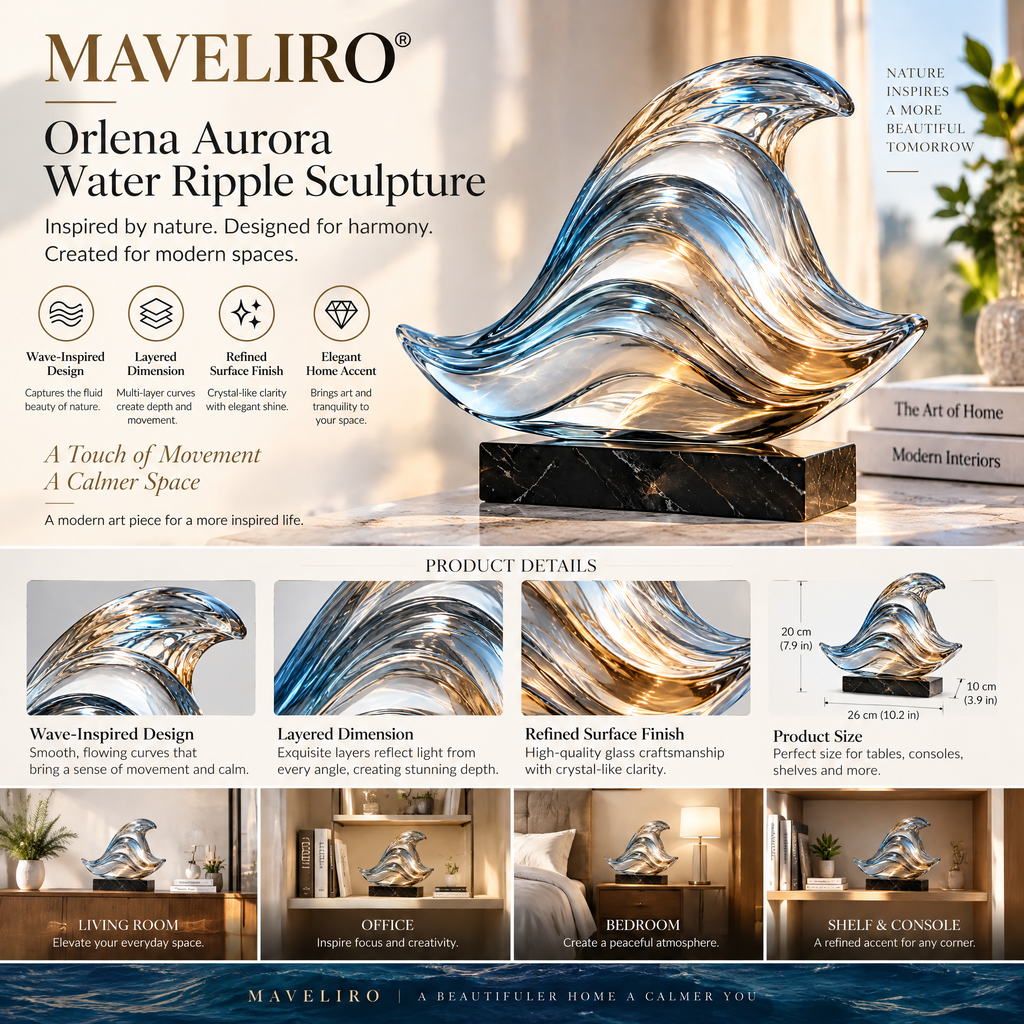 MAVELIRO® Orlena Aurora Water Ripple Sculpture