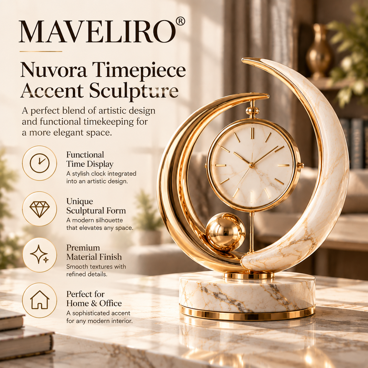 MAVELIRO® Nuvora Timepiece Accent Sculpture