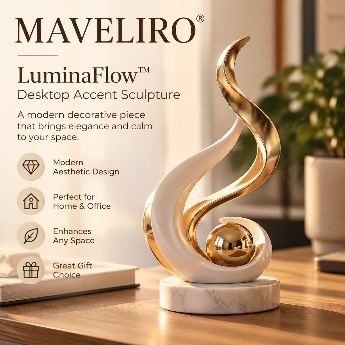 MAVELIRO® LuminaFlow™ Desktop Accent Sculpture