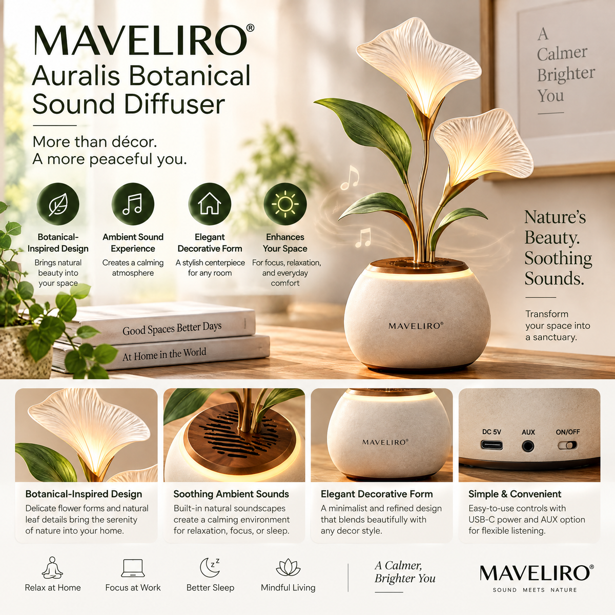 MAVELIRO® Auralis Botanical Sound Diffuser