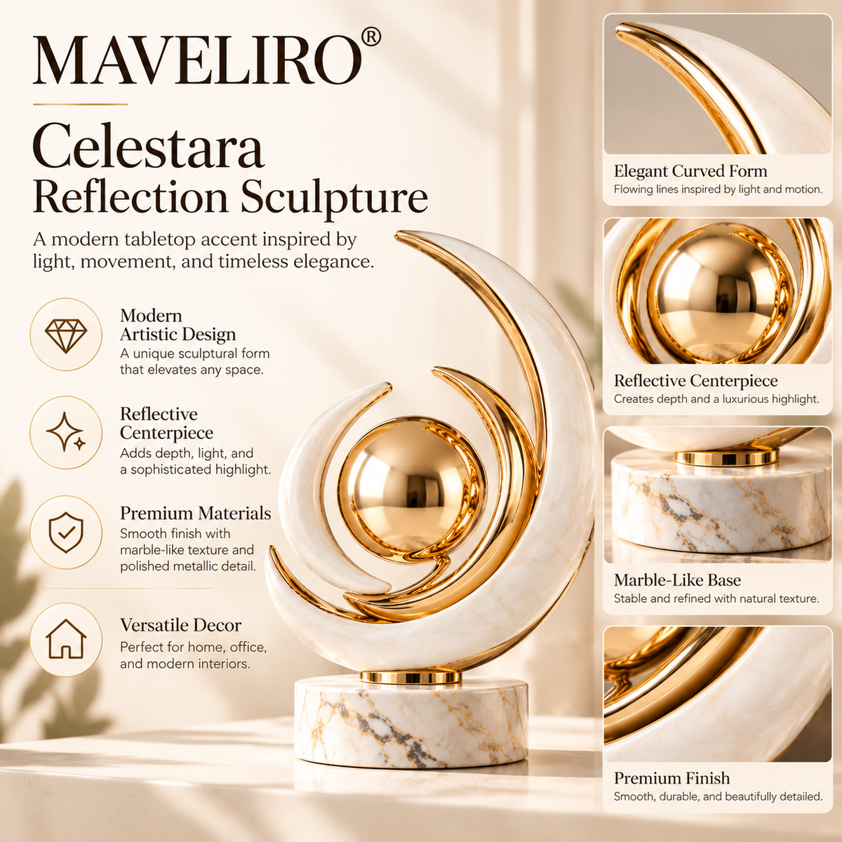 MAVELIRO® Celestara Reflection Sculpture