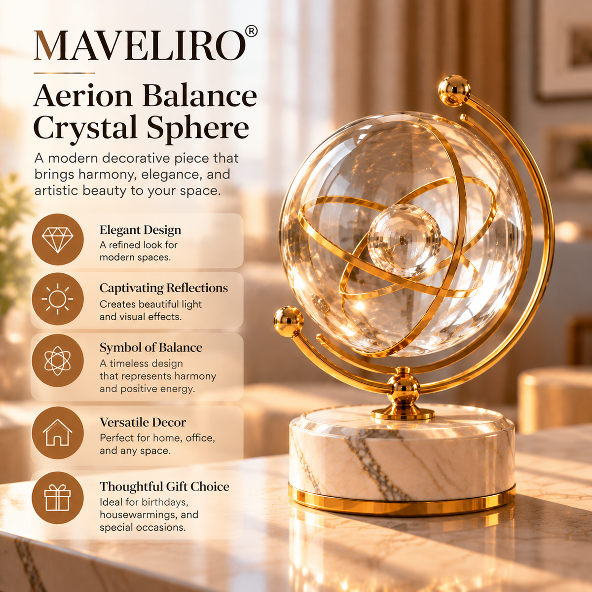 MAVELIRO® Aerion Balance Crystal Sphere