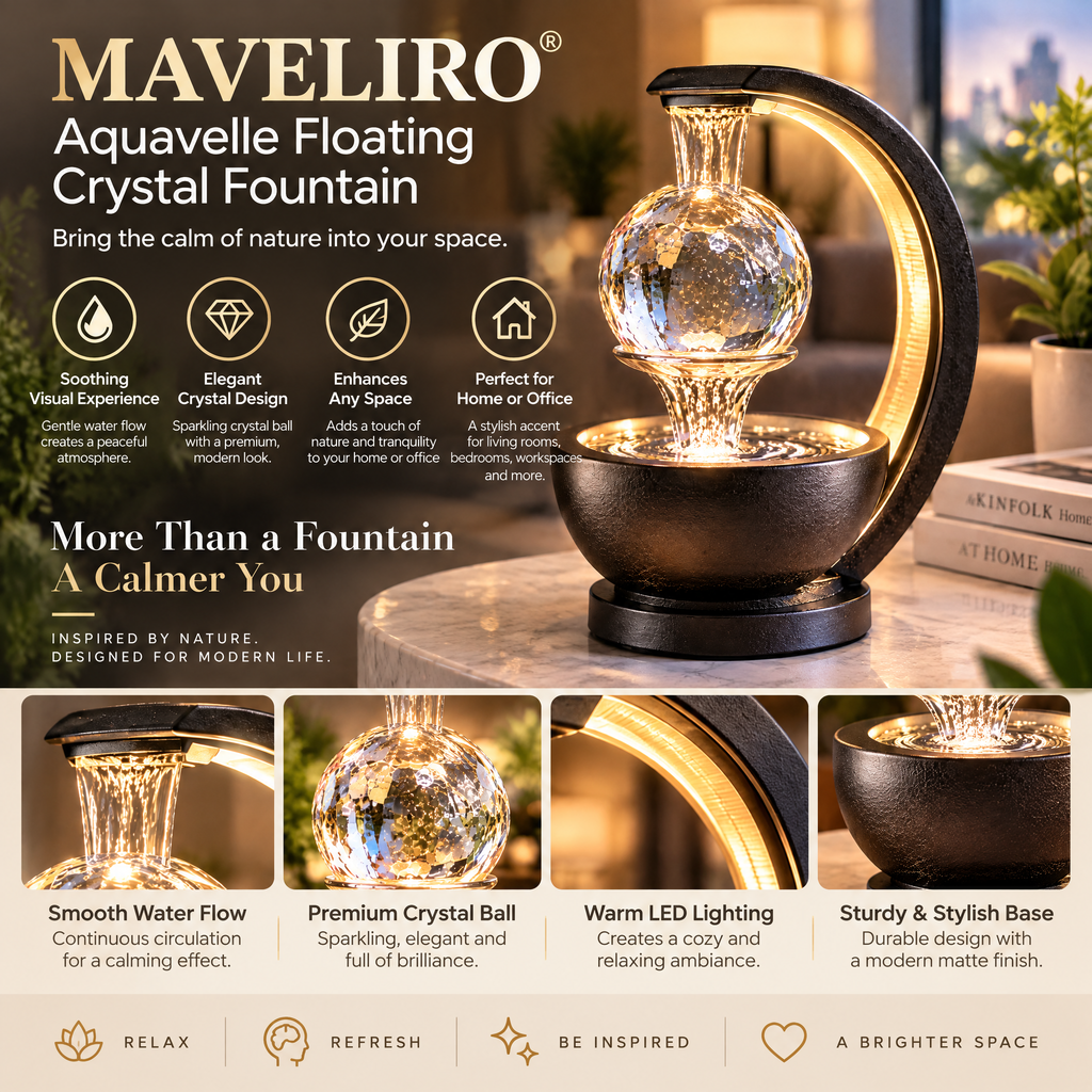 MAVELIRO® Aquavelle Floating Crystal Fountain